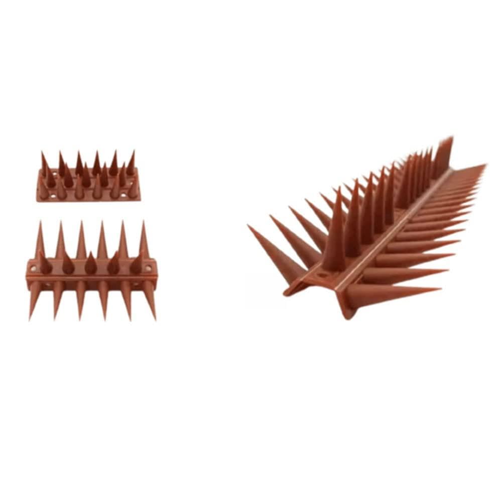 SEAGULLSTOPPER (Pack of 10) Bird Control, Pigeon Spikes with Installation Kit for AC Balcony Railing Window Home Protection from Dog Monkey Crow Kabootar (Brown)-image-34
