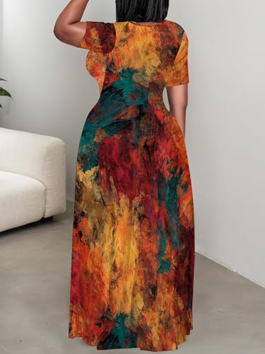 Image of SUZONANA Plus Size Dresses for Women Summer Casual Maxi Dress Short Sleeve Loose Vacation Dress