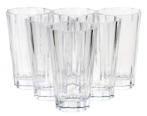 Red Co. Geometric Cut Clear Lead Free Crystal Iced Tea Drinking Glasses, Water