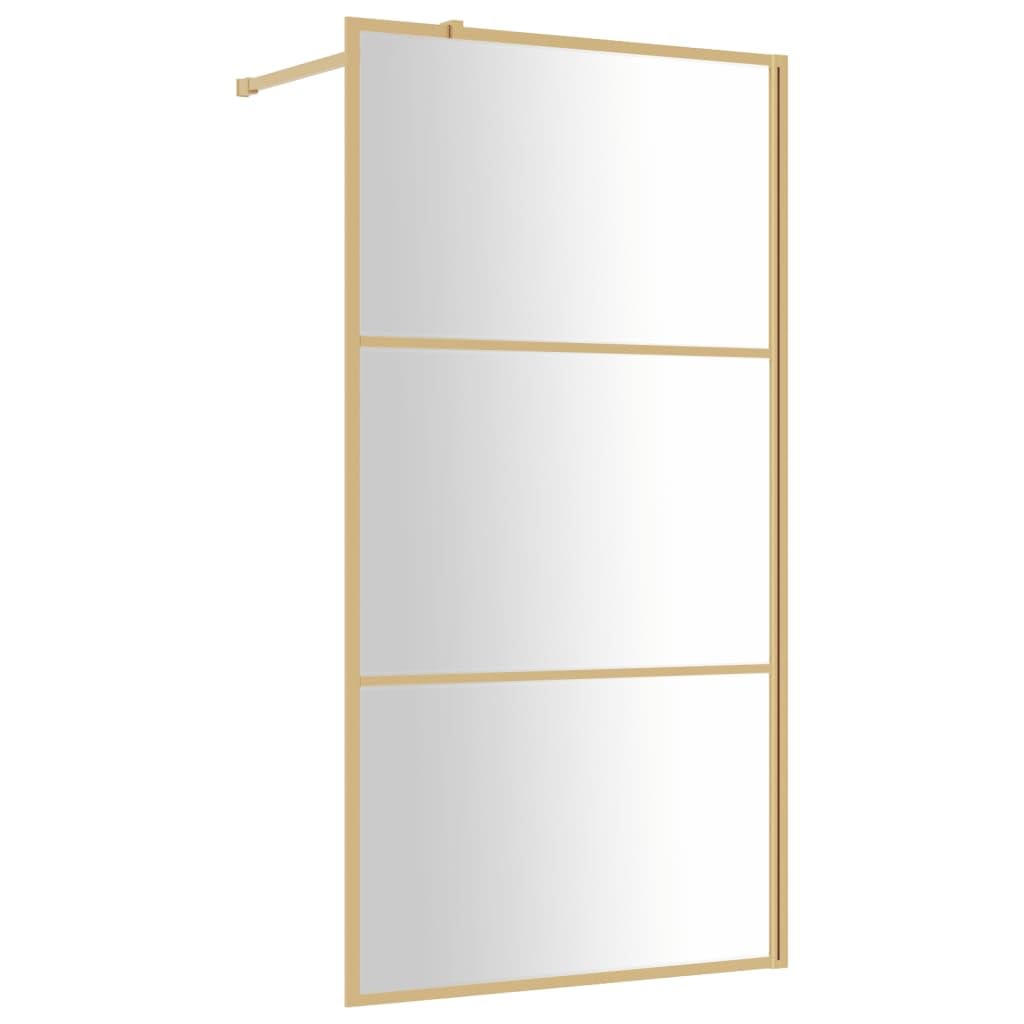 vidaXL Walk-in Shower Wall, Bath Screen for Bathroom, Shower Screen with Clear ESG Glass, Bath Panel Shower Enclosure Partition, Gold