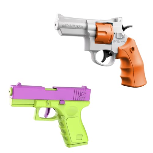 Fidget Toy Gun, 2 PCS Fidget Toys, 3D Printed Mini 1911 Pistol and Revolver, Stress Relief Toys for Adults, Swimming Pool & Beach Water Gun Toy on Summer