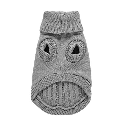 Image of Dog Sweater Soft Warm Turtleneck Knitted Clothes for Small Medium Large Pet | Comfy Wool Knit, Turtleneck & Classic Design, Easy on /off, Warm Winter Girls Boys Dogs Christmas Sweaters, Grey, XXS