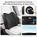 Lumbar Support Pillow for Car Seat – High-Density Memory Foam, Provides Comfort for Long Drivers, Relieves Lower Back Discomfort, Adjustable Strap Stays Put, Fits Most Cars, SUVs & Trucks (Black)