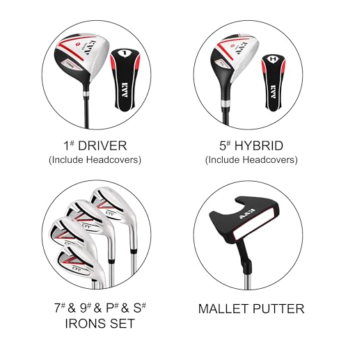 Image of KVV Men Complete Golf Clubs Set, 7 /11 Piece Full Golf Club Set with /Without Stand Bag, Right & Left Handed All Golf Clubs for Men Beginner