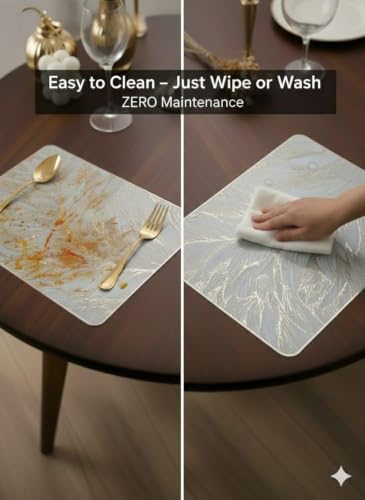 Image of Dakshya Industries Rectangle Shape PVC Dining Table Mats Set of 7 | Non Slip Washable Table Decor
