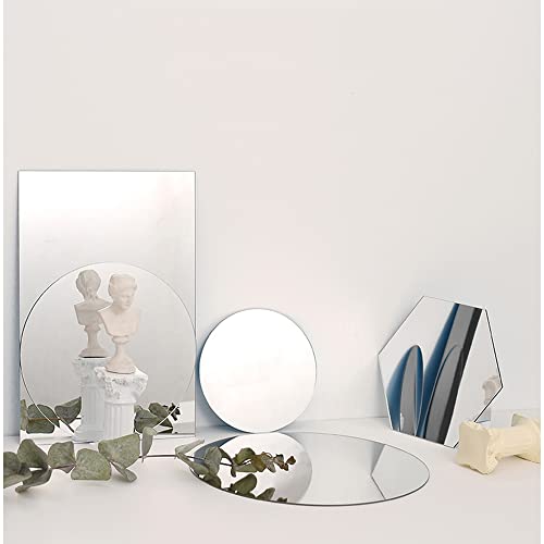 GISELA D Lavagna a specchio in acrilico a forma geometrica, set di accessori per sfondo fotografico, ornamenti, foglio riflettente (argento, 5 pezzi)