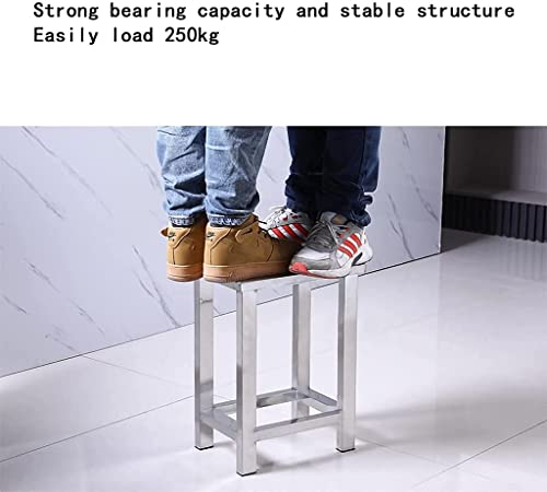 Image of INDIAN DECOR Classic 50CM Tall Square Stainless Steel Stool, Chrome