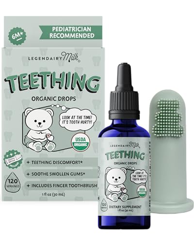 Image of Legendairy Milk Organic Teething Drops - Baby Teething Relief Drops, Clove and Chamomile - Ideal for Babies and Toddlers - Sugar Free, 120 Servings