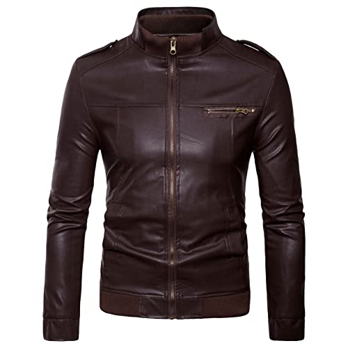 Chaqueta de Cuero para Hombre Estilo Motociclista Ligera miniatura 1