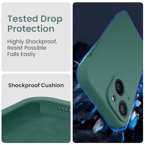 Image of FireNova Designed for iPhone 15 Plus Case, Silicone [Camera Protection] Case, Soft Anti-Scratch Microfiber Lining Inside, 6.7 inch, Midnight Green