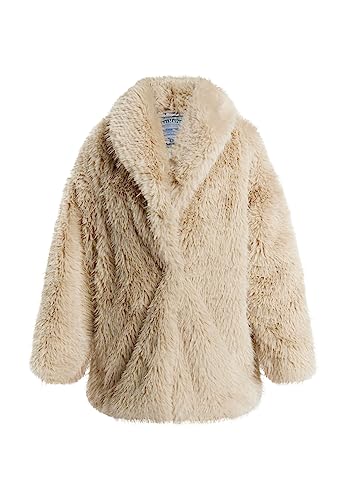 DreiMaster Vintage Damen Mantel aus Webpelz, Cremebeige, XL