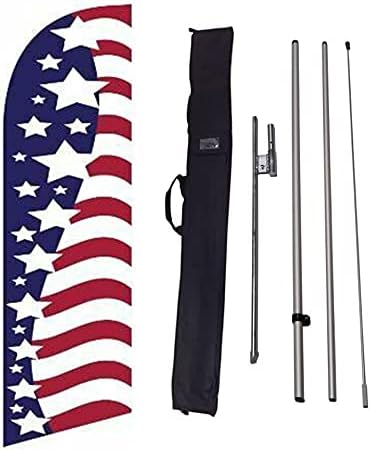 American Glory Flag 8ft Feather Banner Flag Set with Flag Pole, Ground Stake, and Travel Bag