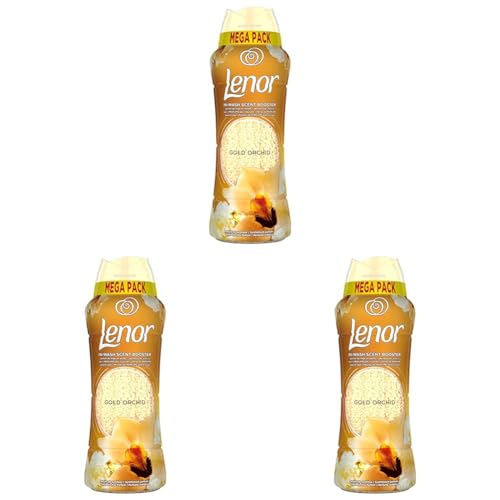 Lenor Unstoppables Perlas Lavadora Perfumadas, 42 Lavados, 570 g, Suavizante Para Ropa, Potenciador de Frescor para el Lavado, Fragancia Orquidia Dorada (Paquete de 3)