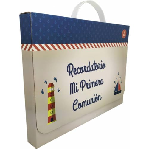 Estupendo Maletín con Libro de Firmas y Fotos'Mi Primera Comunión Niño'. Album. Detalles y Regalos Originales para Fiestas de Cumpleaños, Bodas, Bautizos y Comuniones. DK