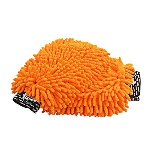 TIIKERI Premium Car Wash Mitt 2PKS 10.2x8.3â Super Car Wash kit Exterior Care Products Microfiber Chenille Wash Mitt Scratch Free (Orange)