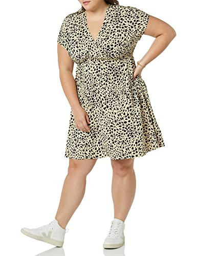 Amazon Essentials Women's Surplice Dress (Available In Plus Size), Tan, Animal Print, Medium #TOP8