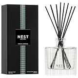 NEST New York Reed Diffuser, Indian Jasmine - 5.9 fl oz - Fragrance for Up to 90 Days - Reusable, Refillable Glass Holder - Includes 8 All-Natural Reed Sticks - Flame Free