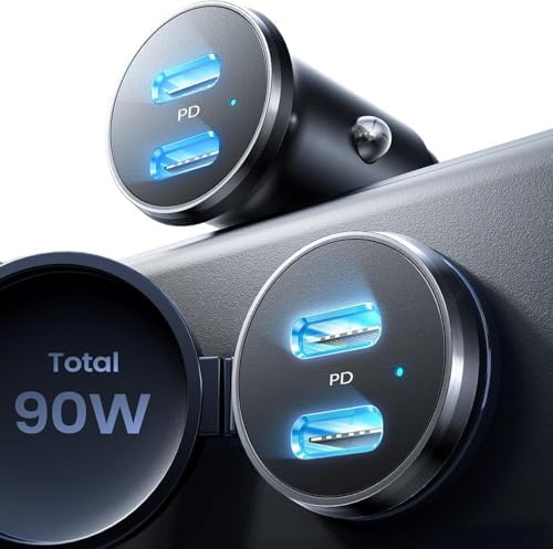 LISEN 90W Zigarettenanzünder USB C PD3.0 Superschnelles Laden schnellladen | Autoladegerät Zigarettenanzünder, KFZ Ladegerät USB C, Car Charger für iPhone 17 16 15 Pro Max iPad Gal