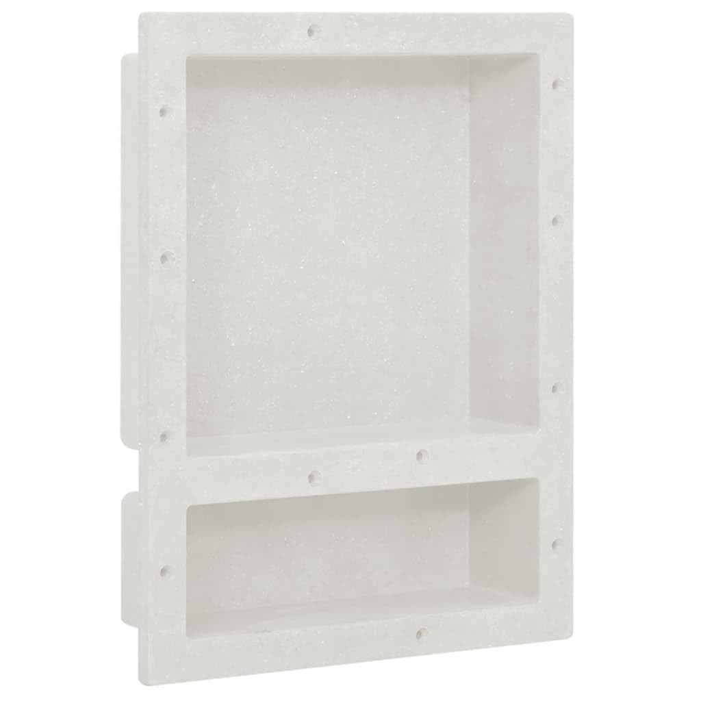 vidaXL Shower Niche with 2 Compartments - Matt White Finish - Durable SMC and Resin Bathroom Shelf - Compact Design