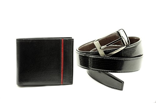 Premium leather Men dress belts and men wallets gift sets