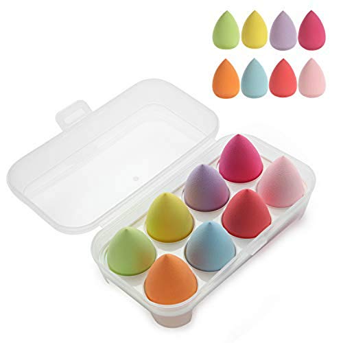 Makeup Beauty Sponge Set, 8 Pack Soft Polyester Makeup Blender Sponges Multipurpose Flawless Smooth for Liquid Foundation BB Creams Powders Concealer Multi Color (Water-drop Shape)