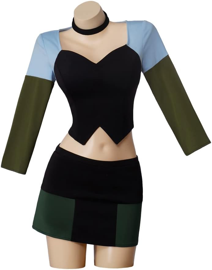 RocailleCos Gwen Cosplay Costume Crop Top and Mini Skirts Halloween Set for Women
