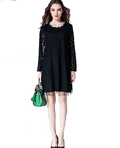 Robe à ongles en maille dentelle YALI haute couture noire XXL