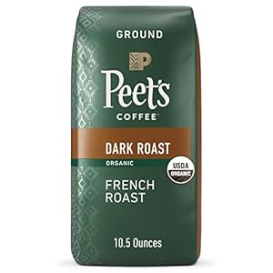 Peet’s Coffee, Dark Roast Ground Coffee – Organic French Roast 10.5 Ounce Bag, USDA Organic