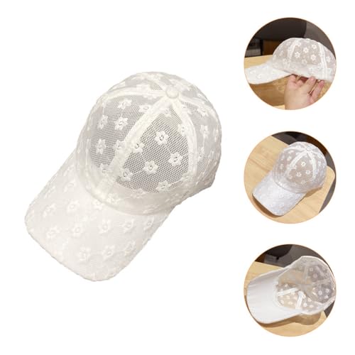 Gorra blanca de encaje con visera ajustable para verano miniatura 5
