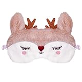 Schlafmaske, Schlafmaske Kinder, Weihnachten Rentier Augenmaske, Schlafmaske Kinder PlüSch, Reise-Schlafaugenmaske, Tier-Schlafaugenmaske, für Mädchen Jungen Damen Reisen Nickerchen (A)