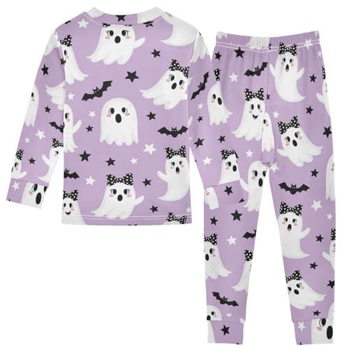 Pajama Sets Long Sleeve Cute Ghosts with Bats Soft Comfy Sleepwear 2 Piece PJS 3-8T3
