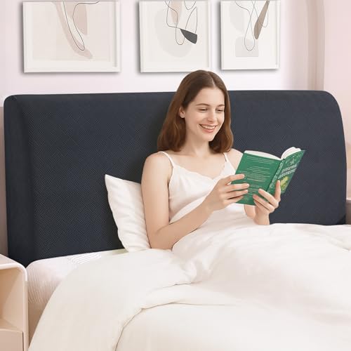 YSTELLAA Bett Kopfteil Bezug, 200CM, Weicher Stretch Bettkopfteil Bezug, Headboard Cover Staubdicht Kratzfester, Abnehmbarer Kopfteilbezug Bett Waschbar, Kopfteil Husse, Dunkelgrau