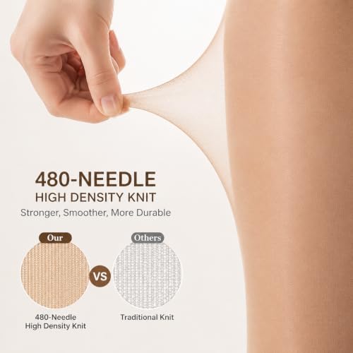 Image of oeat 20D High Density Nude Tights for Women, Sheer Control Top Pantyhose