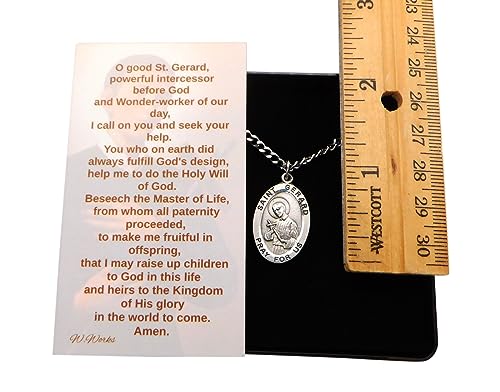 Westmon Works St Gerard Pewter Medal Necklace with Stainless Steel Chain Boxed Set with Patron Saint Holy Card4