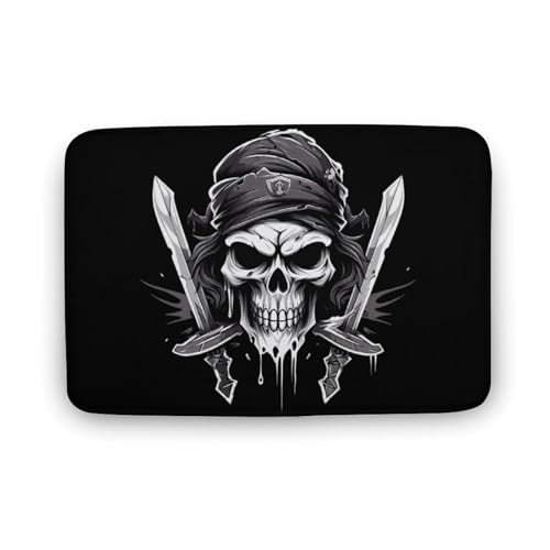 Pirate Flag Skull Flag Coral Velvet Rugs Non-Slip Bathroom Rugs Soft Kitchen Rug Floor Carpet for Home Decor 19.7