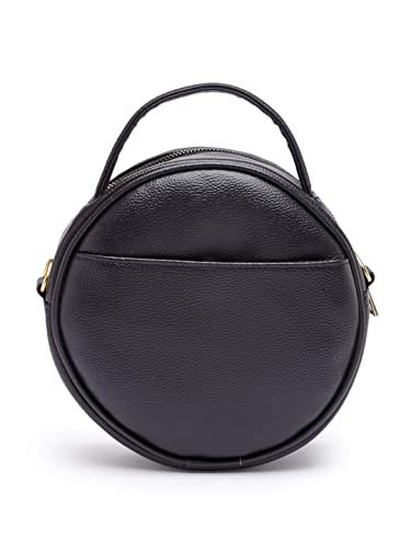 Image of Bagsy Malone Round Sling Crossbody Bag For Women| Beautiful Print Vegan Leather Purse With Slip Pocket Inside| Zip Closure & Adjustable Strap| Storage Space For Essentials