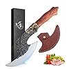 ROCOCO Viking Cleaver Knife Butcher Meat Cutting Boning Knife Hand Forged Chinese Kitchen Axe with Sheath Home Outdoor BBQ Camping Birthday Thanksgiving Christmas Gift Men