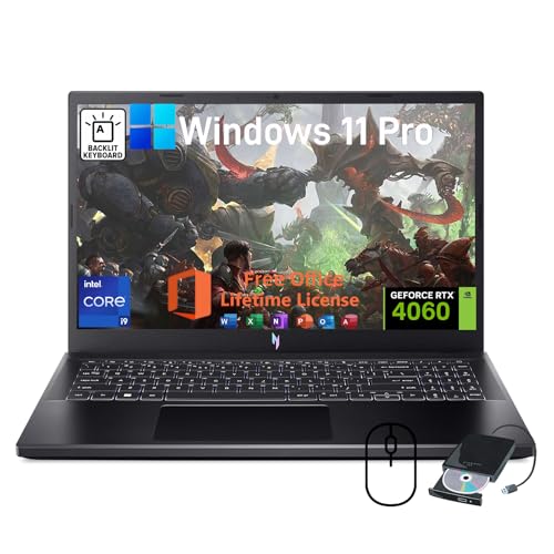 acer Nitro V 15 Gaming Laptop, with Office Lifetime License, Intel 14-Core i9-13900H, RTX 4060, 15.6