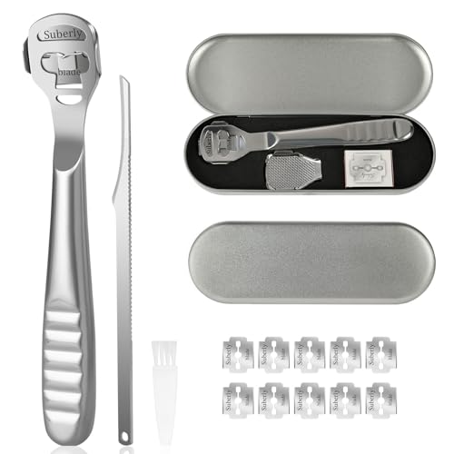 URAQT Raschietto per piedi, 6 Pezzi Raschietto per Piedi Kit, con 10 Lame, Callo Rimozione di Lima, Professionali Lima per piedi, Rimuovi la pelle morta e la pelle dura dai piedi