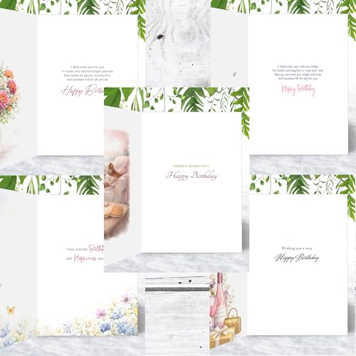 Pack of 10 Mixed Traditional Female Happy Birthday Cards. Matching Envelopes and Luxury Card. Made in the UK and 100% Recyclable - Image 2