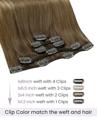 Image of LaaVoo Human Hair Clip In Extensions, Double Weft, 20 Inch 5Pcs 80g | Extensions For Women Real Hair Add Natural Volume, Silky Smooth Texture for Date Night