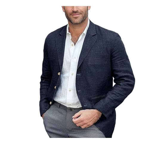 Men's Suit Blazer Linen Tuxedo Casual Groomsmen Business Casual Suits Coats