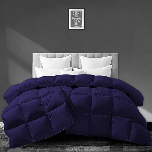 Image of PURE ECO Heavy Winter 400 GSM Comforter King Size (92 inchX106 inch) - Soft Quality Winter Blanket Soft Microfiber Fill - Duvet /Blanket King Size - Navy Blue Color