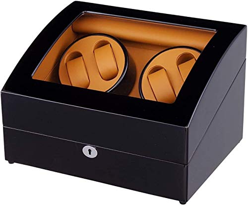 Caja para relojes automáticos en madera lacada con 4 rotores y 6 compartimentos de almacenamiento
