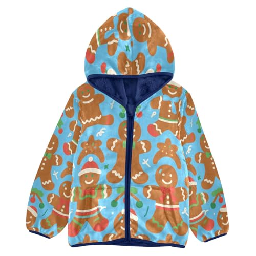 Christmas Gingerbread Men Pattern Design Toddler Fleece Jacket Girl Boys Hooded Fleece Jacket