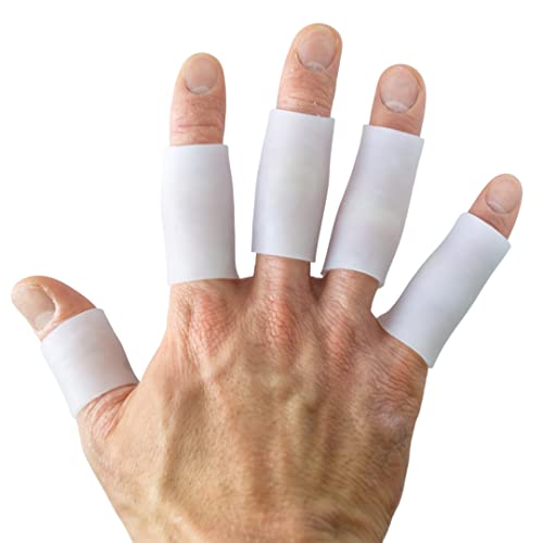 ECZEMAGUARD Finger Cots, Finger Protecters, Finger Covers for Eczema Arthritis Dermatitis on Fingers (5cmx2cm 4pcs + 3cmx2cm1pcs) White and Pink (Eczemaguard White)