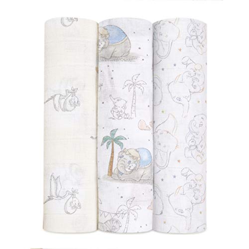 Image of aden + anais Swaddle Blanket, Boutique Muslin Blankets for Girls & Boys, Baby Receiving Swaddles, Ideal Newborn & Infant Swaddling Set, Perfect Shower Gifts, 4 Pack, My Darling Dumbo