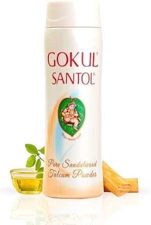 Gokul Santol Pure Sandalwood Talcum Powder | 300g | Long-Lasting Soothing Fragrance | Natural Sweat & Oil Absorption | Refreshing & Healthy Glowing Complexion