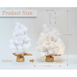 White christmas tree 2ft prelit battery operated timer lighted artificial small mini xmas pine trees decorations tabletop centerpiece mantel home decor  urban country home decor