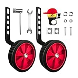 Fahrrad Stützräder Kinder, 1 Paar Stützräder für Kinderfahrrad 12-20 Zoll, Extra Breite mit Anti-Rutsch Gummierung, Ultra Stabile Sicherheitshilfsräder für Jungen & Mädchen in Rot